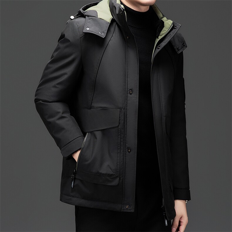 2026新款中老年户外羽绒服冲锋衣外套男款防风抗寒连帽羽绒服大衣图片