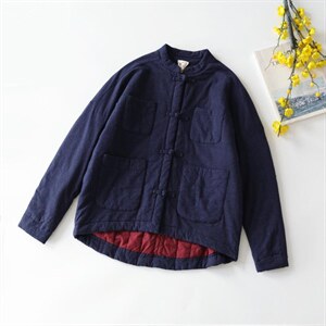 料盘扣衣,女装棉衣/棉服,蓝院