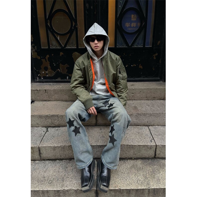自家图，不拿货星星牛仔裤男微喇叭cleanfit裤子-KZA31-P70,男装牛仔裤,星座1007（原301D）