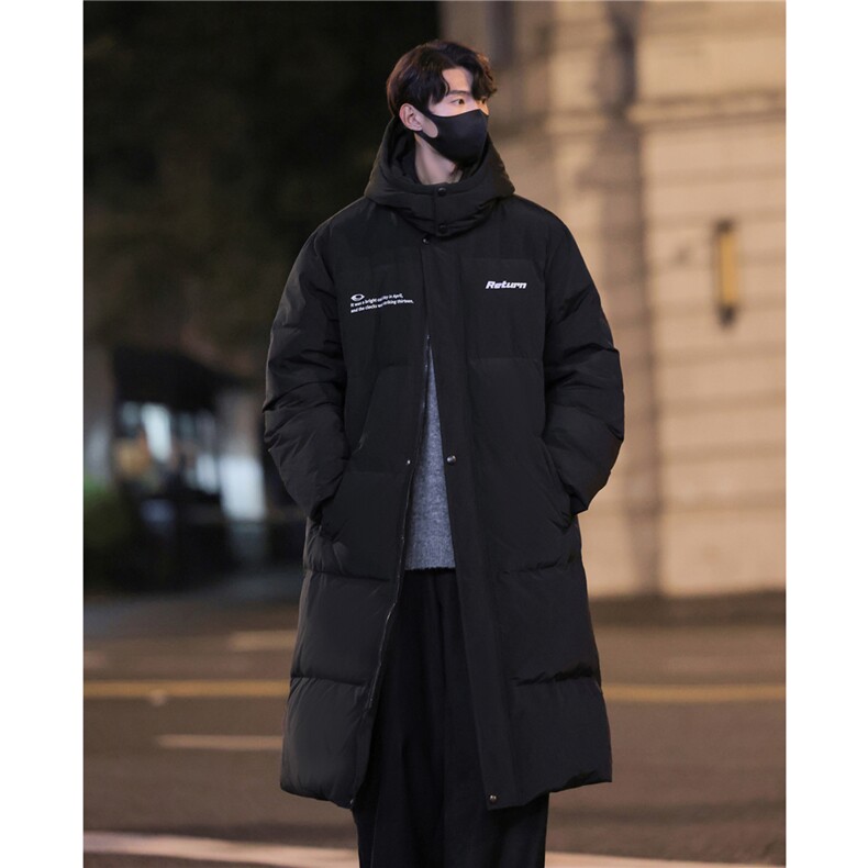 美式连帽90白鸭绒羽绒被艺考长款加厚情侣羽绒服外套男H918 P298图片