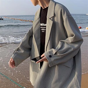 休闲西服男春秋ins潮牌宽松dk制服痞帅小西装中性外套上衣F99-P52