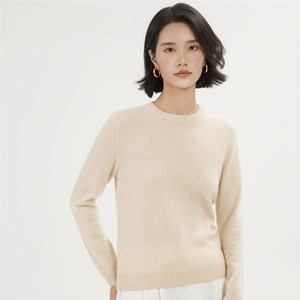 圆领羊绒衫女2024新款纯色套头针织内搭毛衣一线成衣打底衫女秋冬图片
