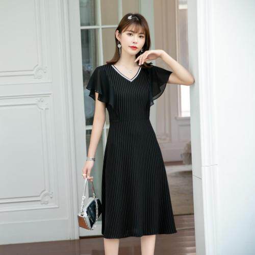 现货供应：真丝雪纺连衣裙M一XXL，女装连衣裙，拉思维加丝