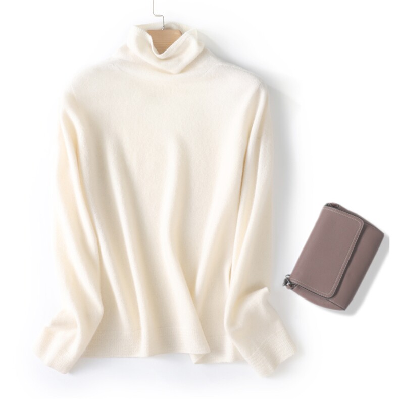 2025年秋季宽松型通勤时尚百搭通勤简约休闲堆堆领羊毛衫，女装羊毛衫，片语羊绒