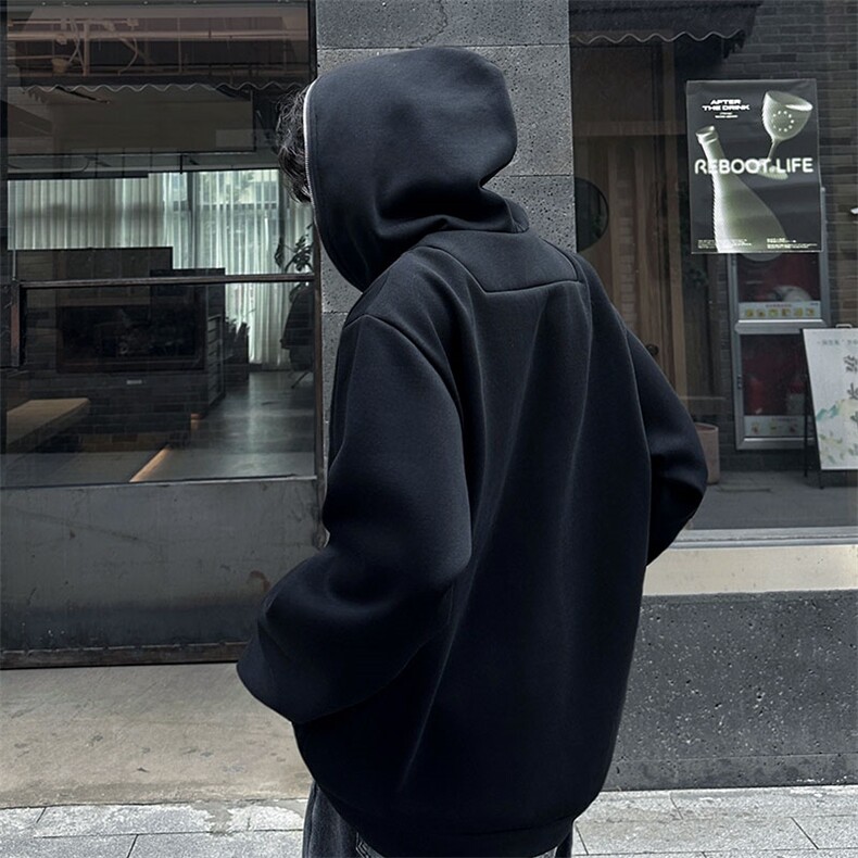 秋冬重磅高品质纯色假两件连帽卫衣加绒加厚加绒常规P78加绒P88,男装卫衣,电商B319