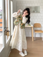 超好看提花马甲连衣裙套装女2025春季新款法式设计感仙女裙两件套，女装套装/套裙，浙宝301