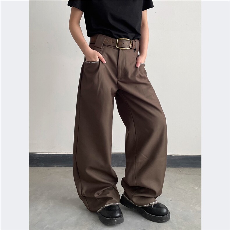 网图~抖音质量老钱风Cleanfit氛围感A字褶西裤休闲裤CK777/特P45，男装西裤，电商B350