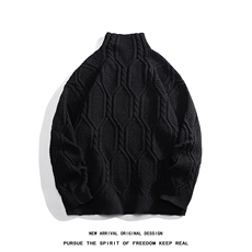 M9102/P70秋冬设计感新款高领毛衣男百搭简约宽松针织衫外套，男装针织衫/毛衣，电商A141