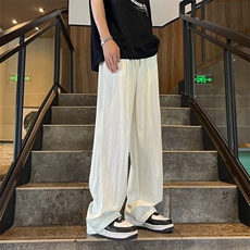 夏季薄款褶皱速干冰丝裤男士裤子休闲直筒裤宽松长裤K149，男装休闲裤，星座1116A-1（原606A）