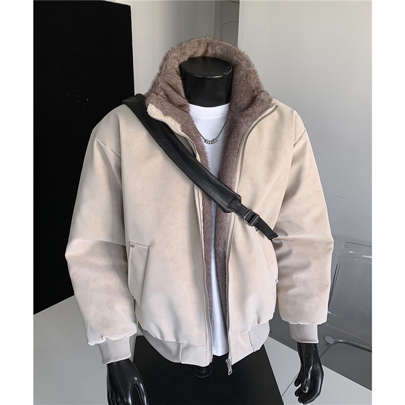 -双色貂毛座山雕PU皮棉衣老钱风加厚冬季外套男装S534-特P98,男装棉衣,电商A233-1