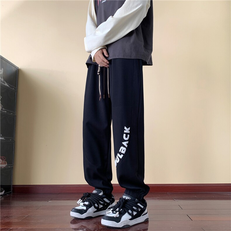 美式运动束脚裤子男秋季发泡印花休闲卫裤A166-YK008-特P32控65,男装休闲裤,电商A166
