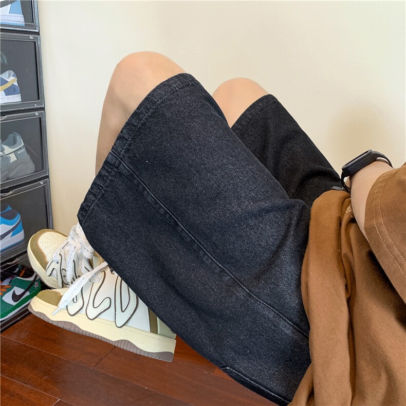 牛仔短裤男款夏季潮流宽松五分裤潮牌高街ins直筒裤子DK852特批34,男装牛仔裤,星座718-1