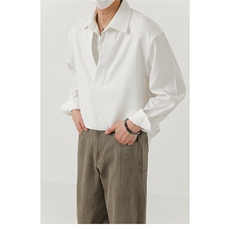 有货DCA6720-特批45日系复古假两件白色长袖衬衫男春秋，男装衬衫，星座603-2