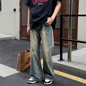 复古阔腿牛仔裤男2025春夏新款高腰显瘦小众设计感直筒裤767-P45图片