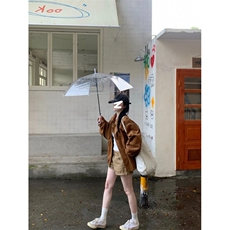 棕咖色秋冬麂皮复古翻领夹克宽松休闲百搭小个子机车皮衣外套上衣，男装夹克，星座506A