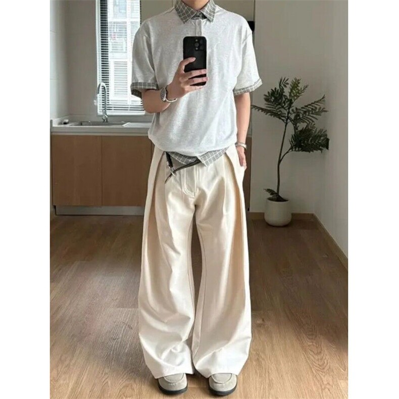 立体工字褶A字廓形弯刀通勤西裤，网图-A061-AX10002-特P40，男装西裤，电商A061