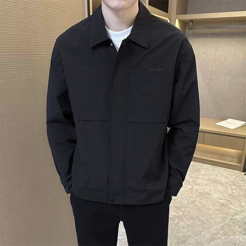 翻领外套男士春秋季2025新款潮流休闲行政夹克男上衣外套图片
