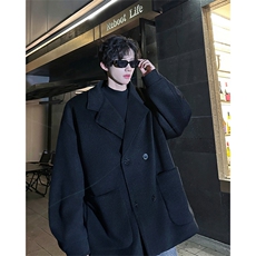 羊驼绒双排扣加绒加厚毛呢大衣504-F57-P90控128（加绒P100控148，男装毛呢大衣，星座504