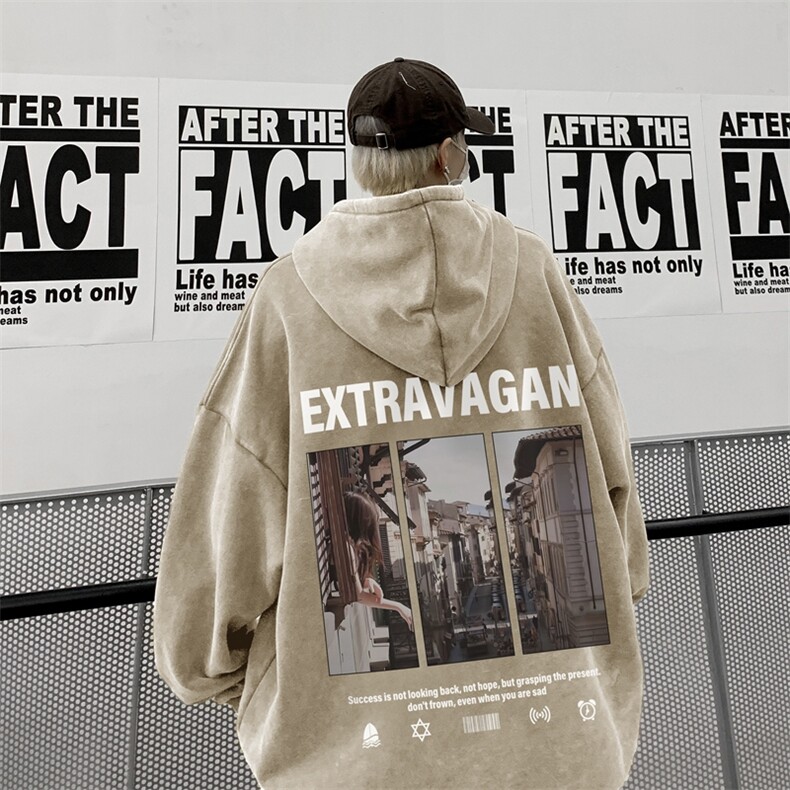 新图爆秋冬重磅水洗连帽卫衣美式大码男衣服XZ517A-3-WL3605-P68，男装卫衣，星座517A-3