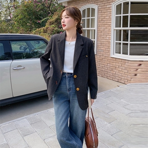 黑色西装外套女2025春季新款韩版高级感休闲百搭气质通勤职业西服图片