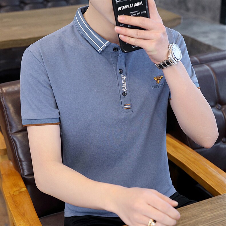 72380-P35夏季短袖t恤男士韩版潮流修身半袖体恤polo衫潮牌衬衫领,男装Polo衫,电商D310B