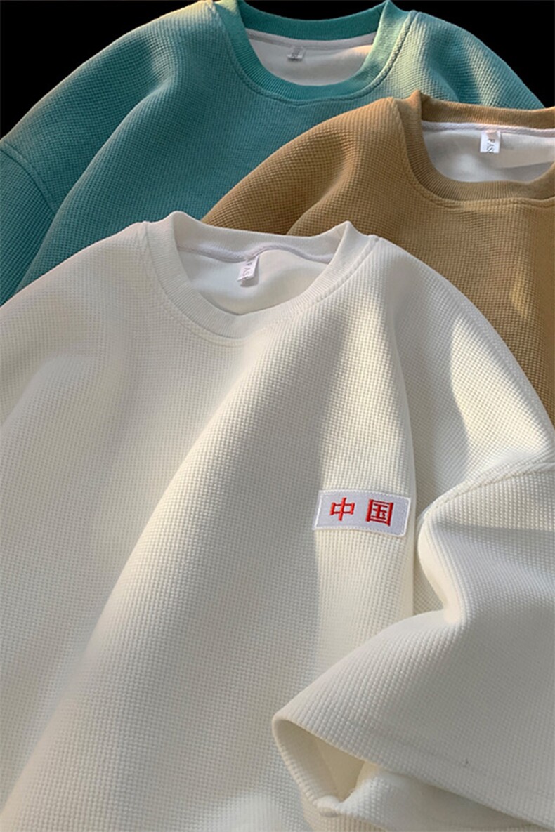 华夫格短袖T恤小众春情侣潮牌潮流ins假两件衣服-JK23227-P25控39,男装T恤,星座605(原A050)