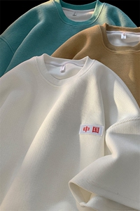 华夫格短袖T恤小众春情侣潮牌潮流ins假两件衣服-JK23227-P25控39图片