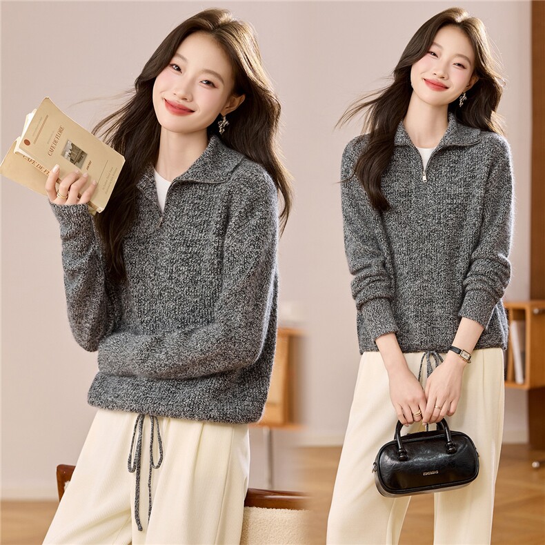抽绳上衣女秋冬内搭可外穿毛衣洋气减龄2025高级气质打底衫高领，女装羊毛衫，艾米