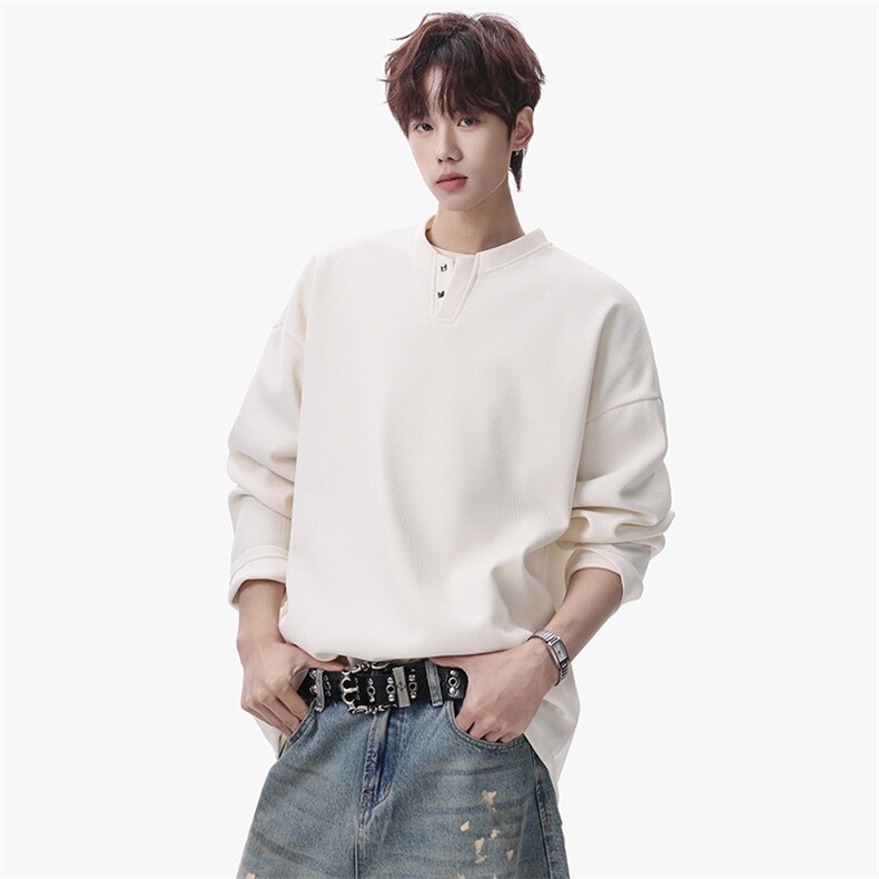卫衣男春季新款港风宽松华夫格大码长袖T套头外套CX5701-特P28,男装T恤,星座214-3