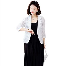 蕾丝小西装女短外套2024夏季新款韩版百搭披肩外搭配裙子上衣西服，女装蕾丝衫/雪纺衫，婵米儿