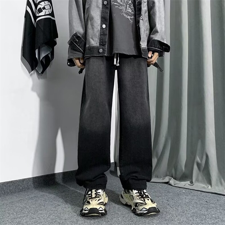 渐变牛仔裤男2024秋季新款做旧美式vibe高街帅直筒长裤RK960-P41,男装牛仔裤,星座412-2