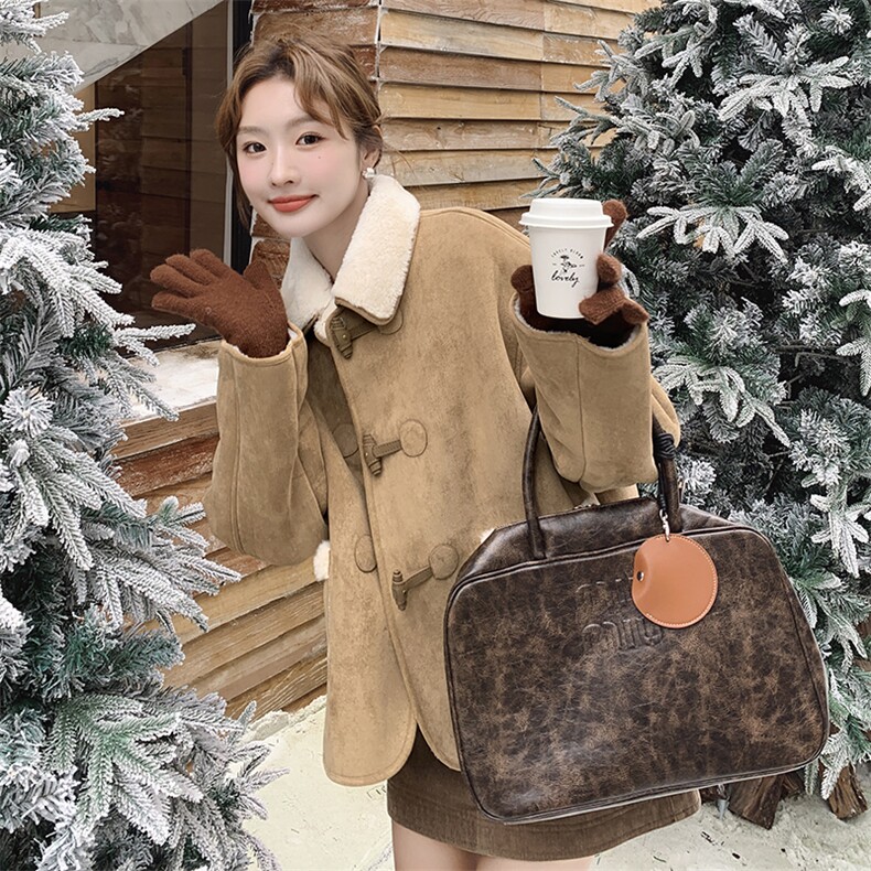 冬装新品加绒加厚复古美拉德皮毛一体浙宝208-8059-P180K268，女装羊羔毛/颗粒绒，浙宝208