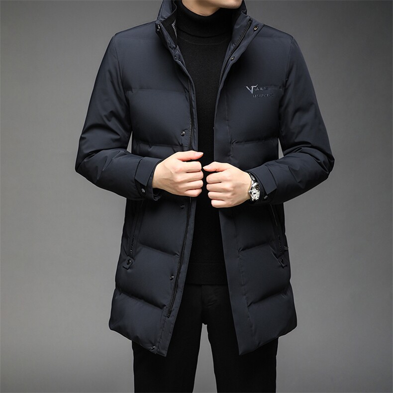 羽绒服男中长款2023新款冬装时尚立领男士休闲外套HYD2125-P305,男装羽绒服,电商B212（原钱塘6029）