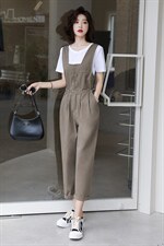 工装连体裤女2022年夏季甜酷薄款连衣裤纯色T恤两件套时尚百搭，女装连体裤，梦懿尔