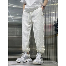 夏季风休闲裤男女同款宽松哈伦裤潮流纯色九分裤盘扣束脚运动裤，男装休闲裤，星座506A