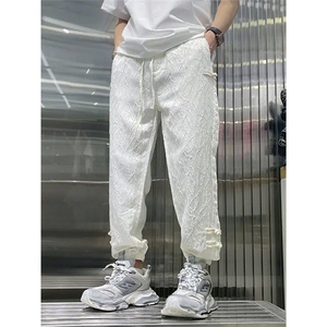 夏季风休闲裤男女同款宽松哈伦裤潮流纯色九分裤盘扣束脚运动裤图片