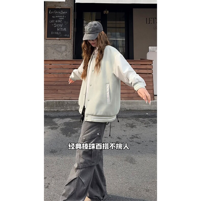 2026春季新款C7069-TP45不撞色插肩袖休闲设计感棒球服夹克,男装夹克,电商A102