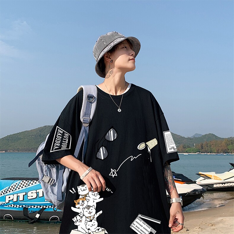 DX17115-P20纯棉短袖t恤男大码半袖打底衫宽松体恤衫港风,男装T恤,电商A040