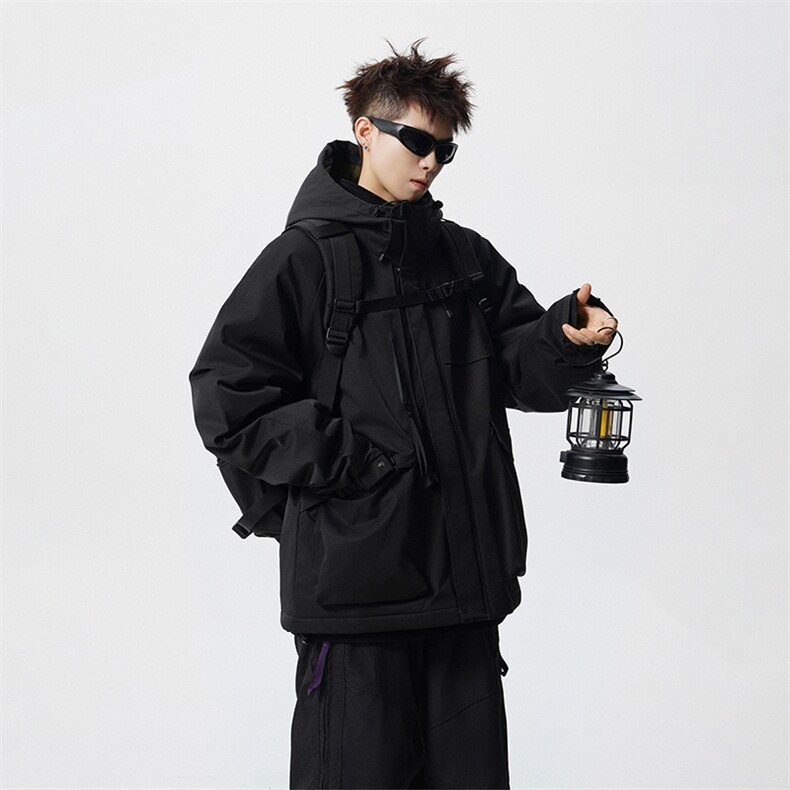 现货5W件冬季三防美式boxy解构连帽雪山冲锋衣棉衣男女棉服厚外套,男装夹克,电商A486