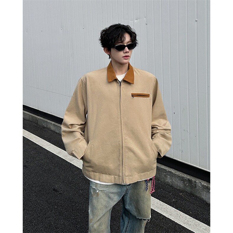 8XL-M春季水洗帆布短款夹克男生vintage美式复古工装外套JK003P98,男装夹克,电商B312
