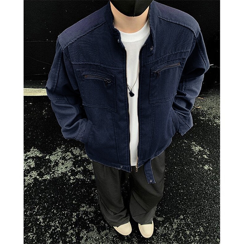 26春装高品质老钱风立领夹克外套男女美式潮牌拉链工装风宽松上衣，男装夹克，电商A486