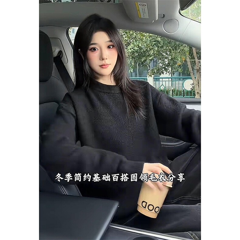 重磅秋冬男女纯色打底针织衫圆领套头半高领毛衣美式复古休闲上衣，男装T恤，电商A443