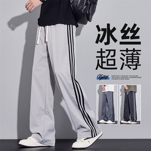 三条杠休闲裤男夏季薄款美式潮牌宽松百搭直筒运动长裤Z2534-P35图片