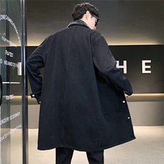 FY5023J-P98M-5XL控138加绒羊羔绒白底长款牛仔风衣大码网格，男装风衣，星座103A