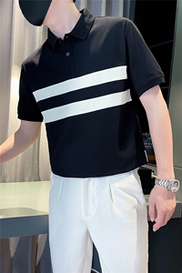 现货2025夏季新款社会小伙拼色polo衫男短袖T恤TX07P55控78图片