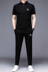 轻奢高端冰丝套装男春夏季成熟潮流休闲男士中老年短袖运动服上衣,男装休闲套装,电商B212（原钱塘6029）