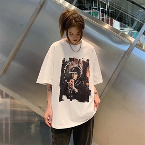XT1038-TP25 控价38 美式印花短袖T恤男女夏季宽松百搭潮流T恤图片