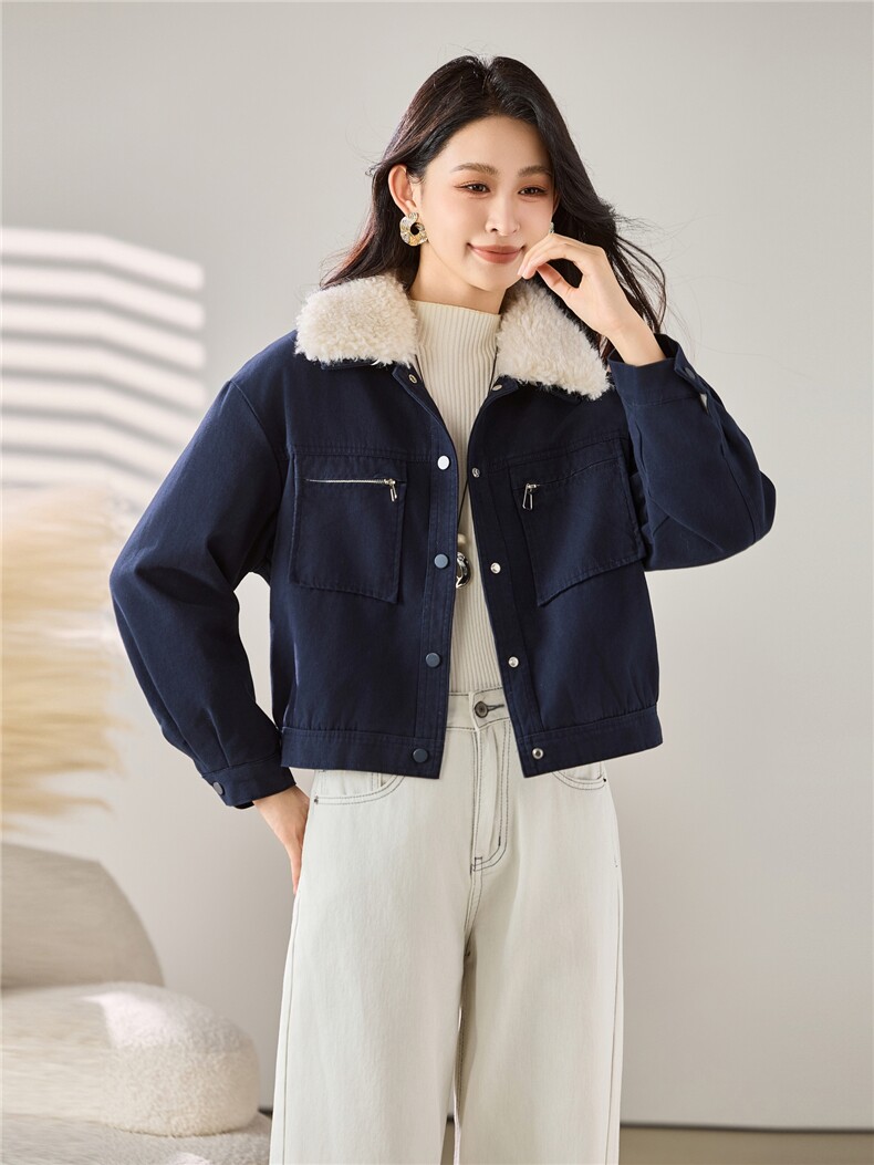2025秋冬装新款加绒加厚短款外套,女装棉衣/棉服,梦芯尔