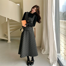 新款已出货复古格纹三件套2C007-2600-P225-K368(送腰带），女装套装/套裙，2C007