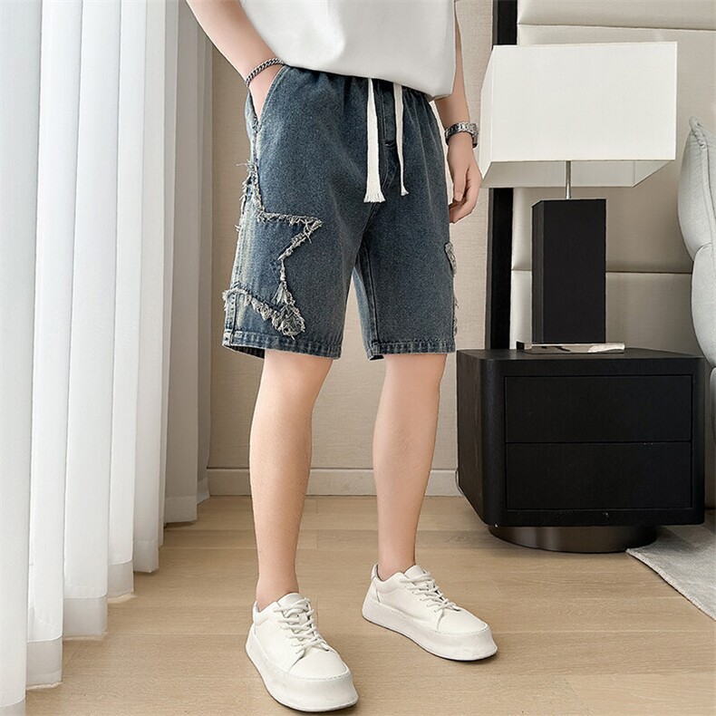 301A-1DK11P58控78店主风社会小伙风夏季潮流五分牛仔短裤,男装牛仔裤,星座301A-1